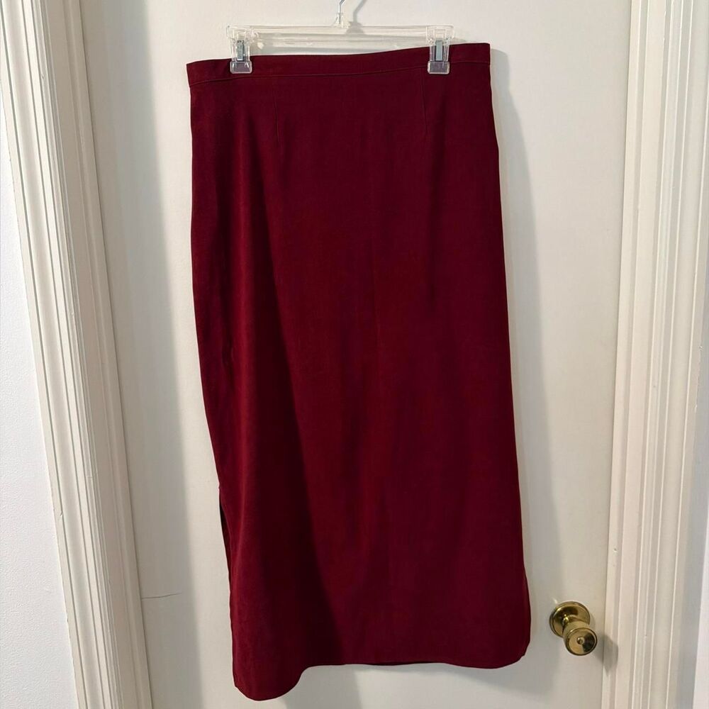 Vintage 90s Notations Women's Burgundy and Red Maxi Pencil Skirt Sz Vintage L UG